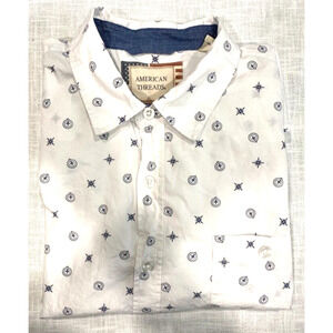 American Trend - Nautical theme black & white short sleeve button down men's XL